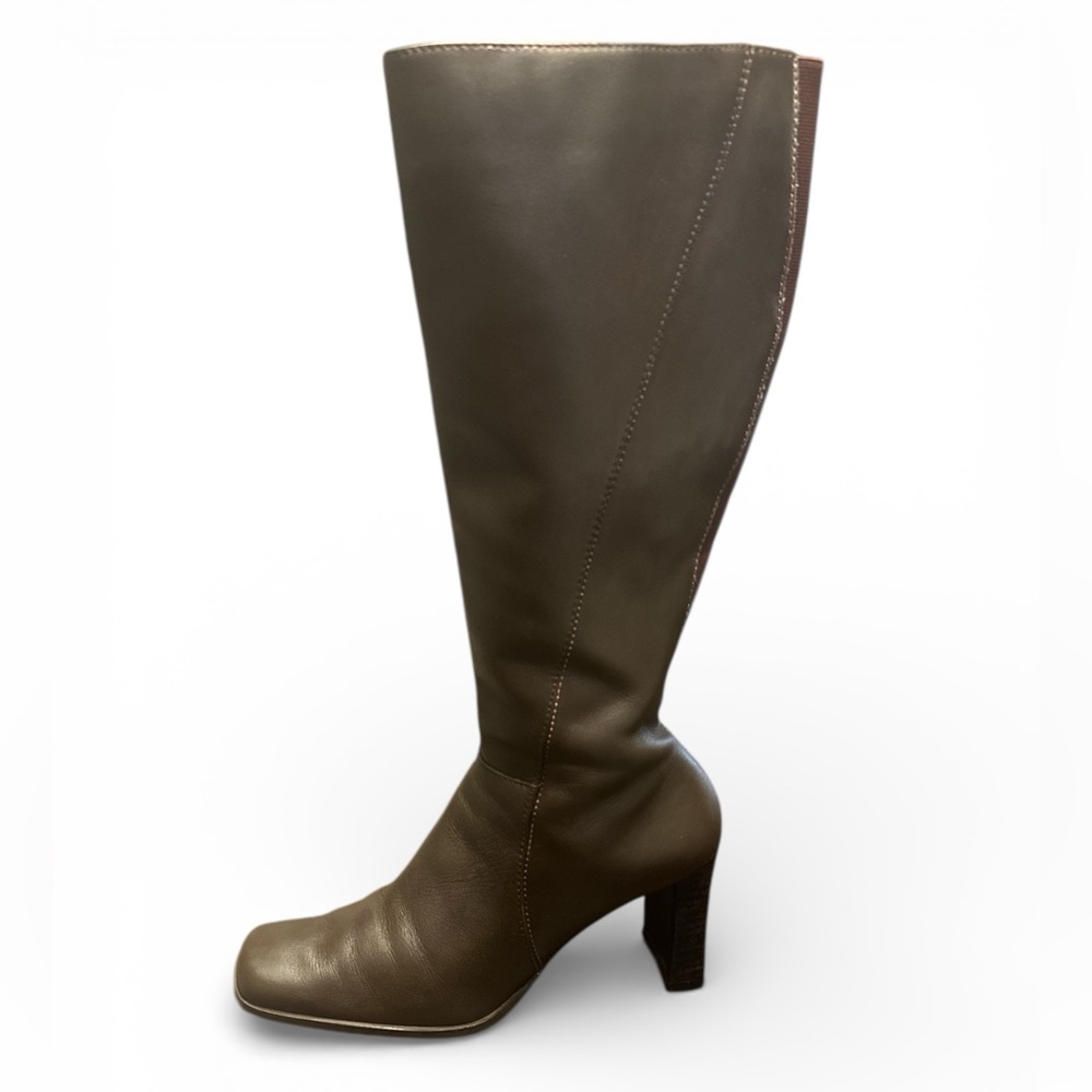 Anne Klein Knee High Boots Women’s 6 Brown Square Toe 3” Block Heel